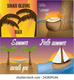 a set of four colored backgrounds for this summer vacations