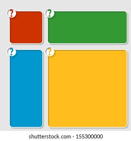 set of four colored box for any text with question mark