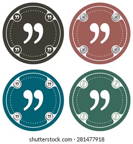 Set of four colored flat simple frames and quotation mark
