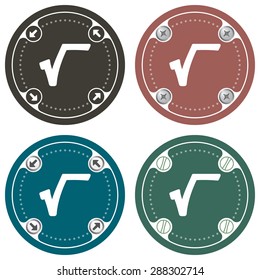 Set of four colored flat simple frames and the symbol of radix