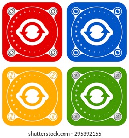 Set of four colored flat simple frames and arrows