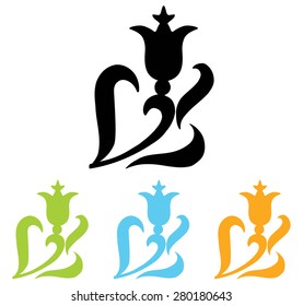 set of four colored flowers, vector