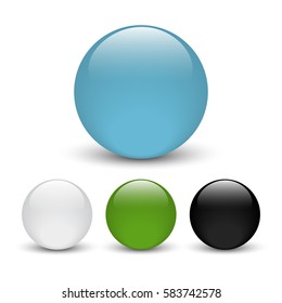 Set of four colored glass buttons for icon with shadow