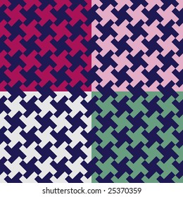 Set of four colored houndstooth pattern swatches