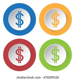set of four colored icons - dollar currency symbol