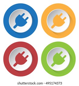 set of four colored icons - electrical plug symbol