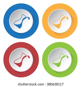 set of four colored icons - flask with a drop