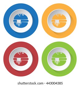 set of four colored icons - hamburger with melted cheese