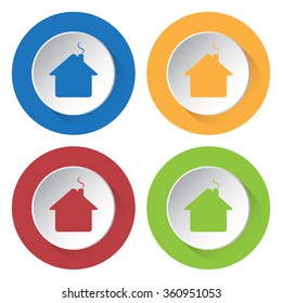 set of four colored icons - house with chimney
