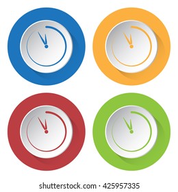set of four colored icons - last minute clock