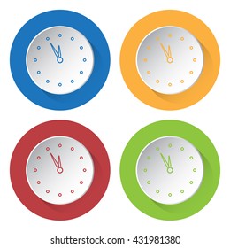 set of four colored icons - last minute clock