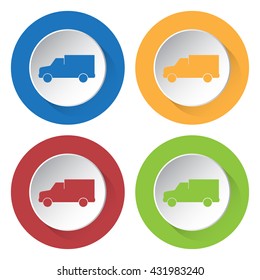 set of four colored icons - lorry car