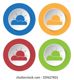 set of four colored icons - partly cloudy