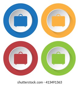 set of four colored icons - suitcase icon