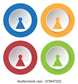set of four colored icons with transmitter