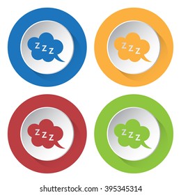 set of four colored icons - ZZZ speech bubbles