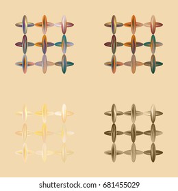 Set of four colored new sewing stitches.