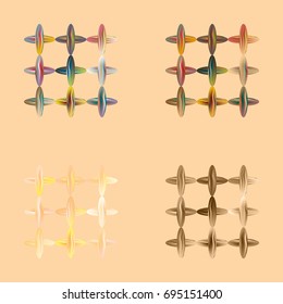 Set of four colored new sewing stitches.