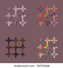 Set of four colored new sewing stitches.