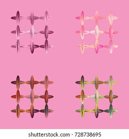 Set of four colored new sewing stitches.