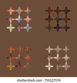 Set of four colored new sewing stitches.