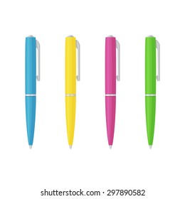 Set of four colored pens