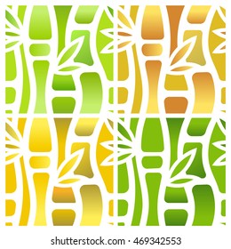 Set of four colored seamless bamboo patterns. Abstract vector tiled background.