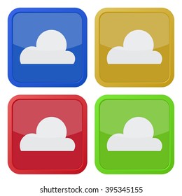 set of four colored square icons with cloud