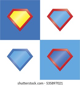 Set of four colored superhero logo or icon template for web design or print in vector. Badge super powers for clothes.
