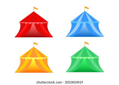 Set of four colored tents, vector illustration