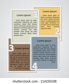 Set of four colored textboxes for web design