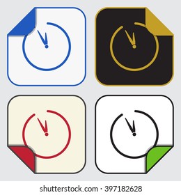 set of four colored variable square sticky icons with bent corner - last minute clock