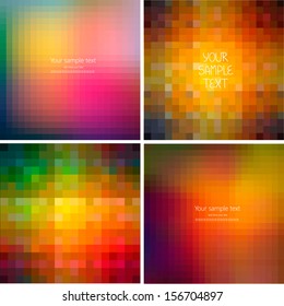 Set of four colorful abstract geometric background with place for your text