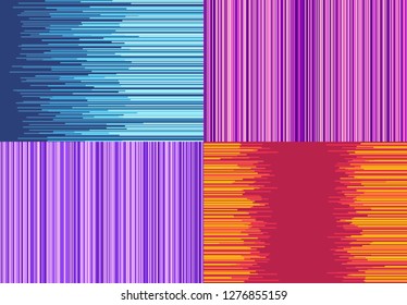 Set of four colorful background with straight lines. Vector illustration.