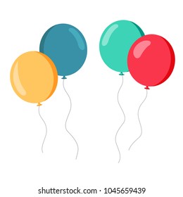 Set of four colorful baloons red green yellow in vector