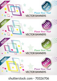 Set of four colorful banners