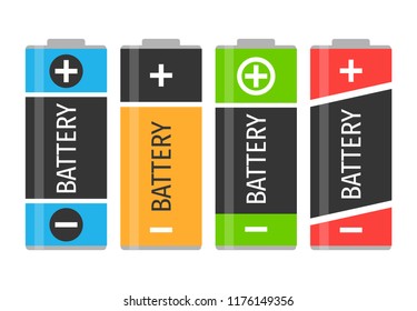 A set of four colorful batteries. Vector illustration