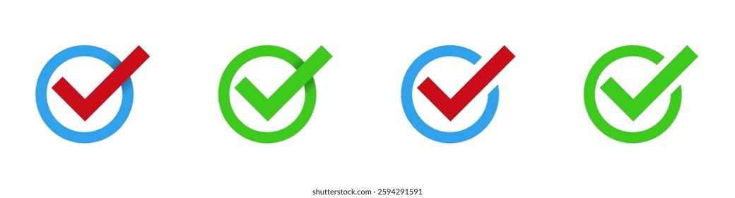 A set of four colorful check marks inside circles, each symbolizing task completion.