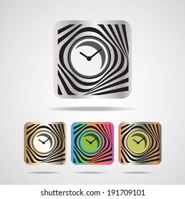 Set of four colorful creative clock design. Vector EPS 10