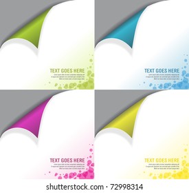 set of four colorful curly corners