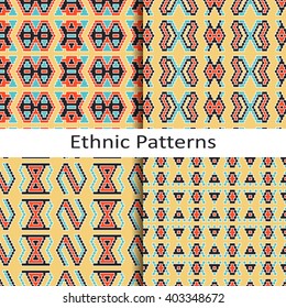 set of four colorful ethnic patterns