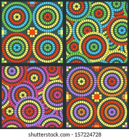 Set of four colorful ethnic seamless backgrounds.