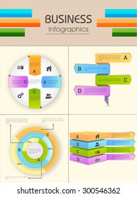 Set of four colorful Infographic elements for business reports and data presentation.