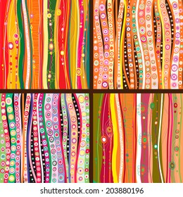 Set of four colorful line background.Strips background can be used for wallpaper, web page background,surface textures and so on