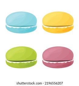 set of four colorful macaroons