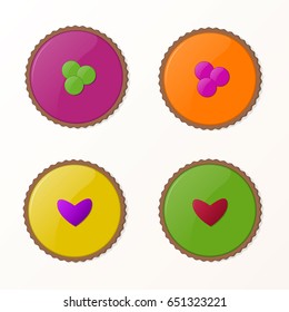 Set of four colorful mousse biscuits 
