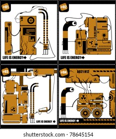 Set of four colorful robots