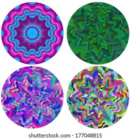 Set of four colorful rotary patterns for design (vector)