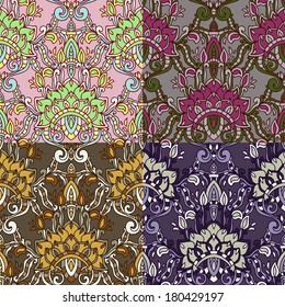 Set of four colorful seamless patterns. Vector illustration. EPS-8.