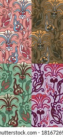 Set of four colorful seamless patterns. Vector illustration. EPS-8.